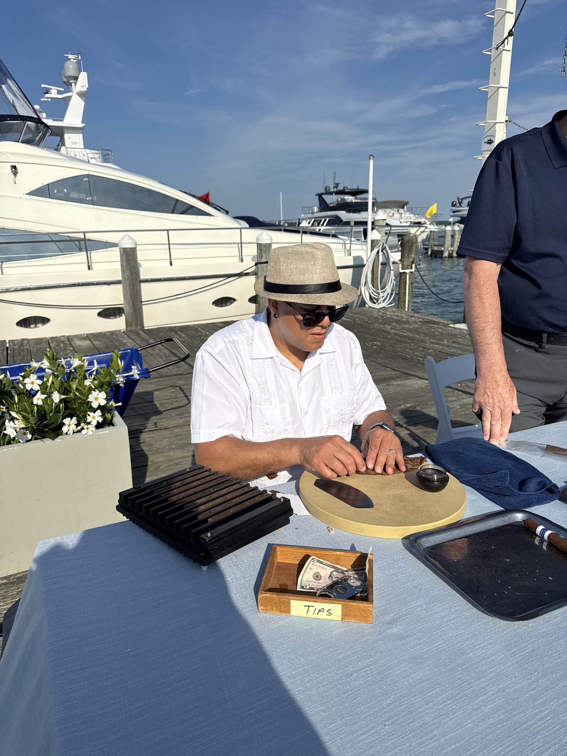 Guests gathered around a cigar experience